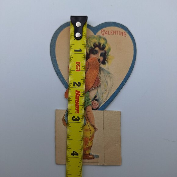 Vintage Pop Up Valentine Card Boy Girl Cowboy Design 4 Inch Paper Ephemera Scrap - Picture 4 of 5